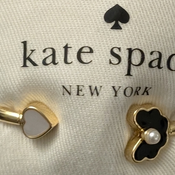kate spade Jewelry - Kate Spade ♠️ Black flower white pearl KATE Spade flex cuff hinge bracelet